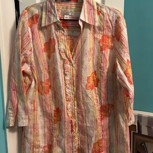 Talbots Floral and Striped Blouse